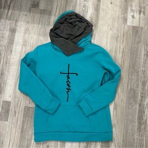 Women Hoodies Sweatshirt Faith Embroidered Long Sleeve Pullovers
